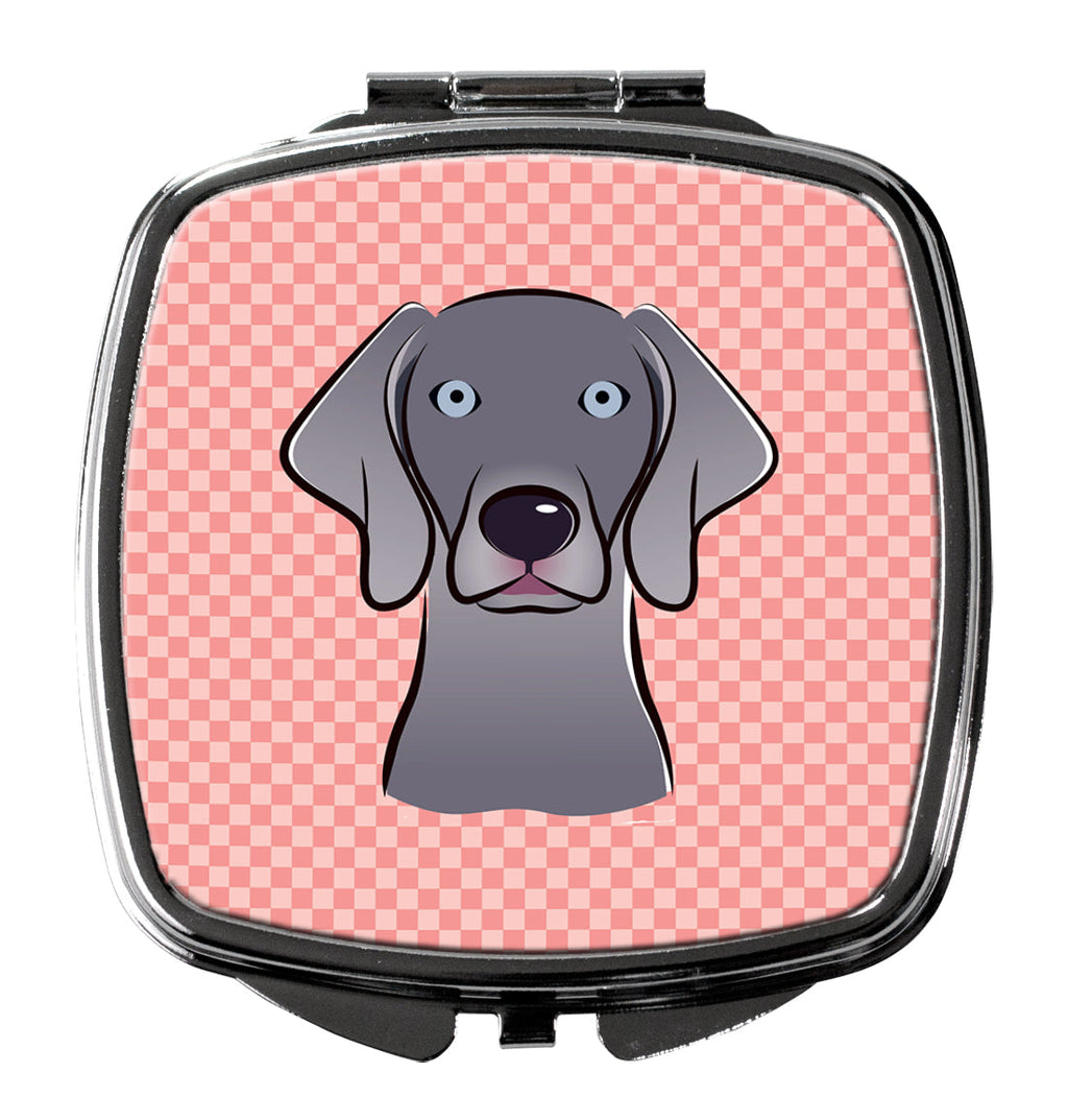 Checkerboard Pink  Weimaraner Compact Mirror Decorative Travel Makeup Mirror for Women Girls Gifts Pocket Makeup Mirror Folding Handheld