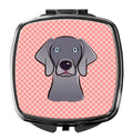 Checkerboard Pink  Weimaraner Compact Mirror Decorative Travel Makeup Mirror for Women Girls Gifts Pocket Makeup Mirror Folding Handheld