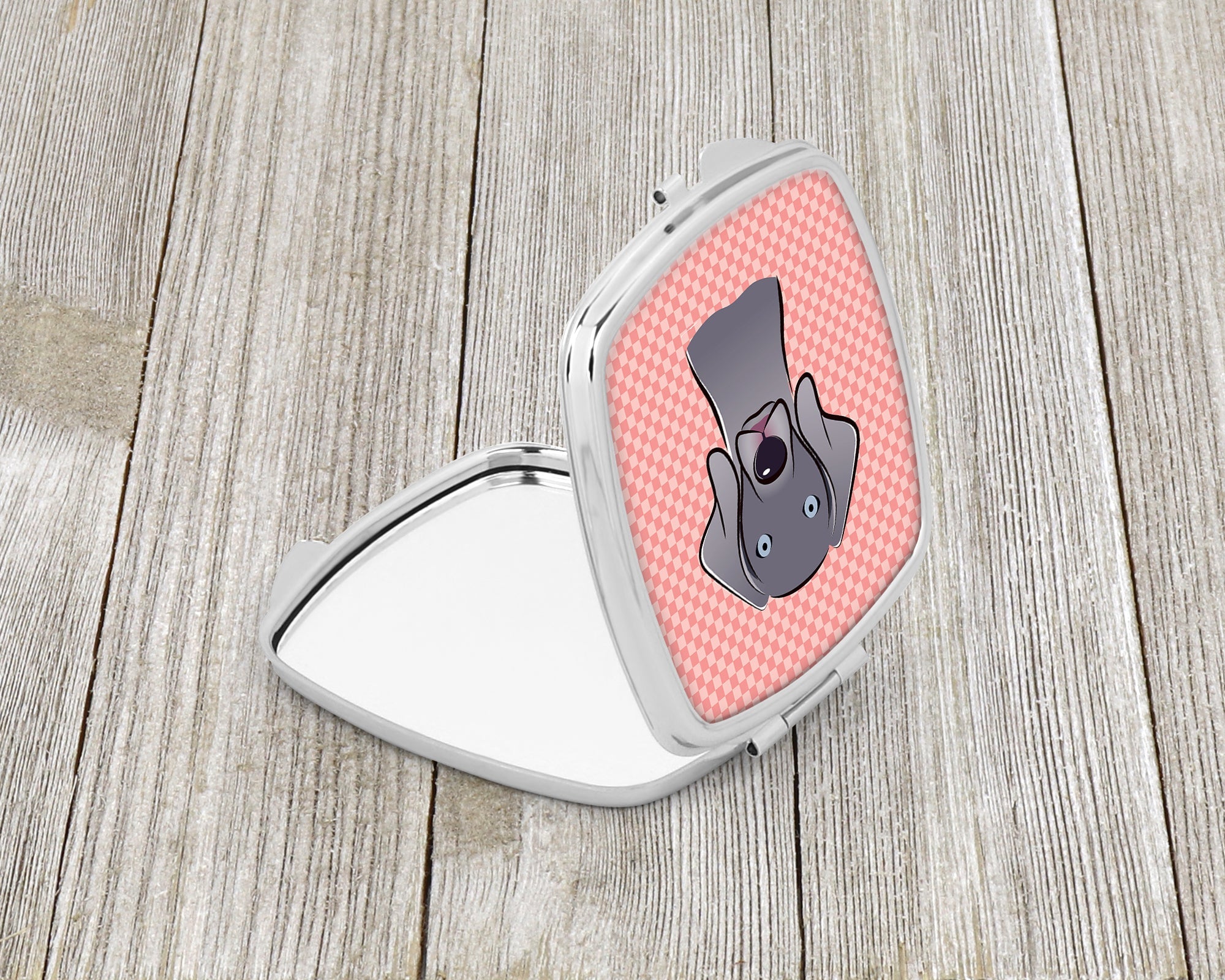 Checkerboard Pink  Weimaraner Compact Mirror Decorative Travel Makeup Mirror for Women Girls Gifts Pocket Makeup Mirror Folding Handheld