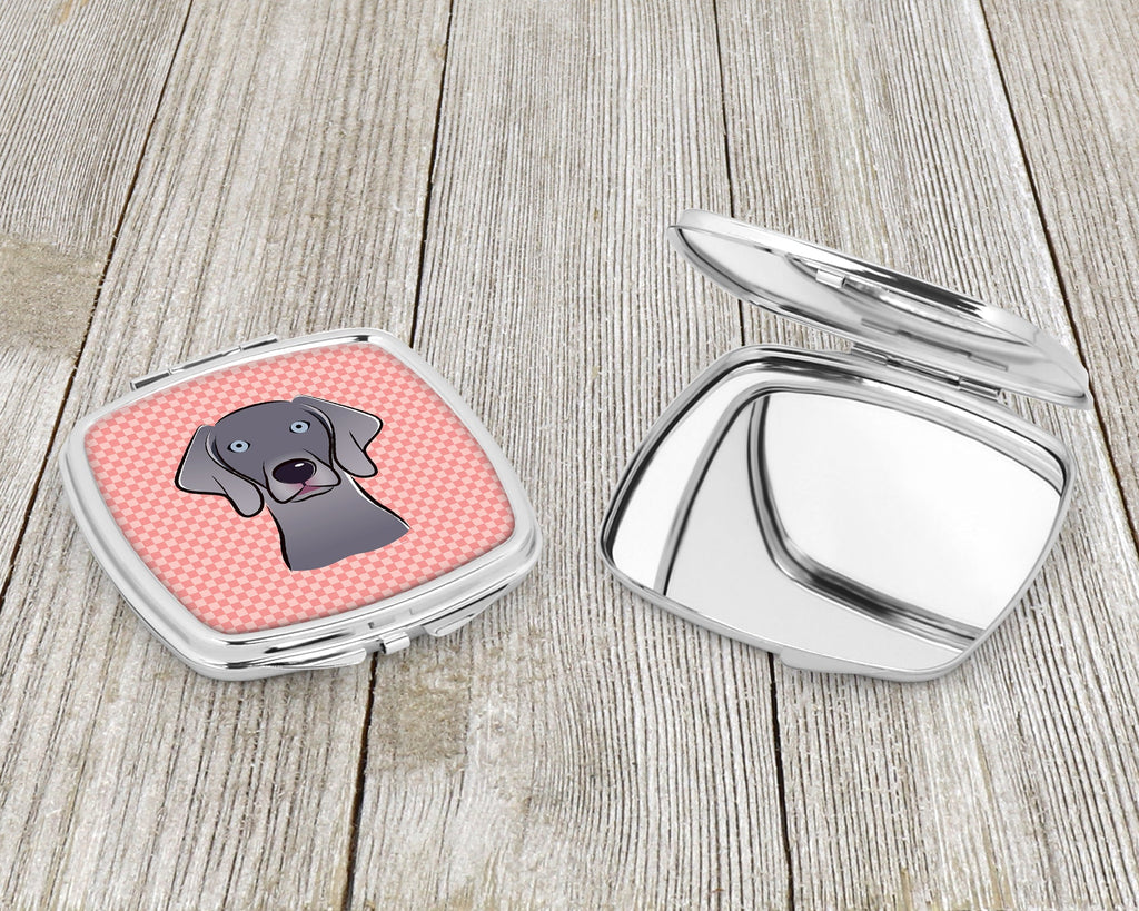 Checkerboard Pink  Weimaraner Compact Mirror Decorative Travel Makeup Mirror for Women Girls Gifts Pocket Makeup Mirror Folding Handheld