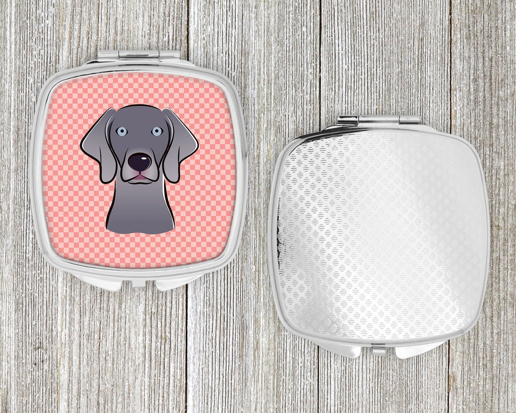 Checkerboard Pink  Weimaraner Compact Mirror Decorative Travel Makeup Mirror for Women Girls Gifts Pocket Makeup Mirror Folding Handheld