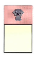 Checkerboard Pink  Weimaraner Watercolor Sticky Note Holder Refillable Dispenser Desk Accessory 3x3 Pad Gift