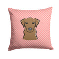 Checkerboard Pink Chocolate Labrador Decorative Throw Pillow 14x14 Indoor Outdoor Accent Cushion, Fabric Cover with Insert for Sofa, Bed, Porch & Living Room