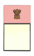 Checkerboard Pink Chocolate Labrador Watercolor Sticky Note Holder Refillable Dispenser Desk Accessory 3x3 Pad Gift