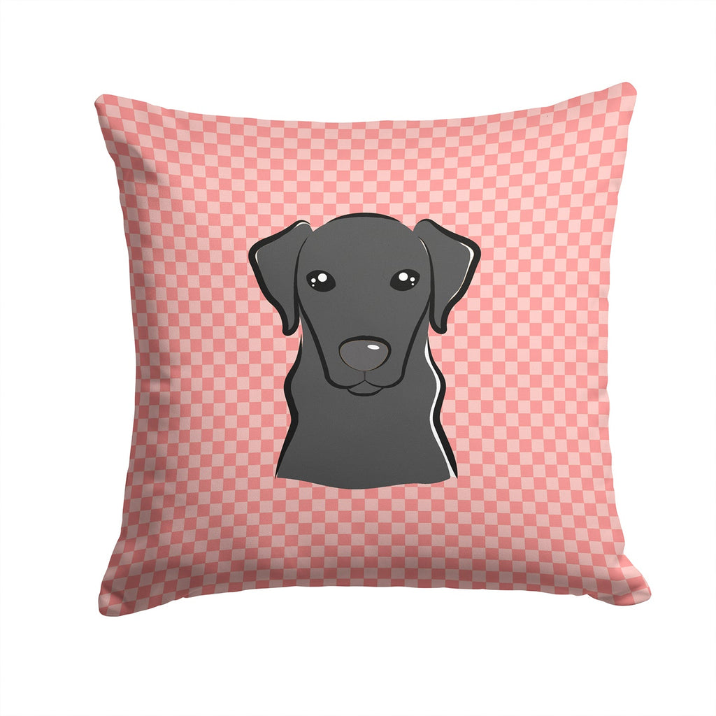 Checkerboard Pink Black Labrador Decorative Throw Pillow 14x14 Indoor Outdoor Accent Cushion, Fabric Cover with Insert for Sofa, Bed, Porch & Living Room
