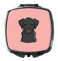 Checkerboard Pink Black Labrador Compact Mirror Decorative Travel Makeup Mirror for Women Girls Gifts Pocket Makeup Mirror Folding Handheld