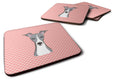 Checkerboard Pink Italian Greyhound Foam Coasters Set of 4 Cup Coasters for Indoor Outdoor, Tabletop Protection, Anti Slip, Mouse pad Material