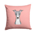 Checkerboard Pink Italian Greyhound Decorative Throw Pillow 14x14 Indoor Outdoor Accent Cushion, Fabric Cover with Insert for Sofa, Bed, Porch & Living Room