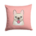 Checkerboard Pink French Bulldog Decorative Throw Pillow 14x14 Indoor Outdoor Accent Cushion, Fabric Cover with Insert for Sofa, Bed, Porch & Living Room