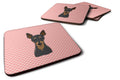 Checkerboard Pink Min Pin Foam Coasters Set of 4 Cup Coasters for Indoor Outdoor, Tabletop Protection, Anti Slip, Mouse pad Material