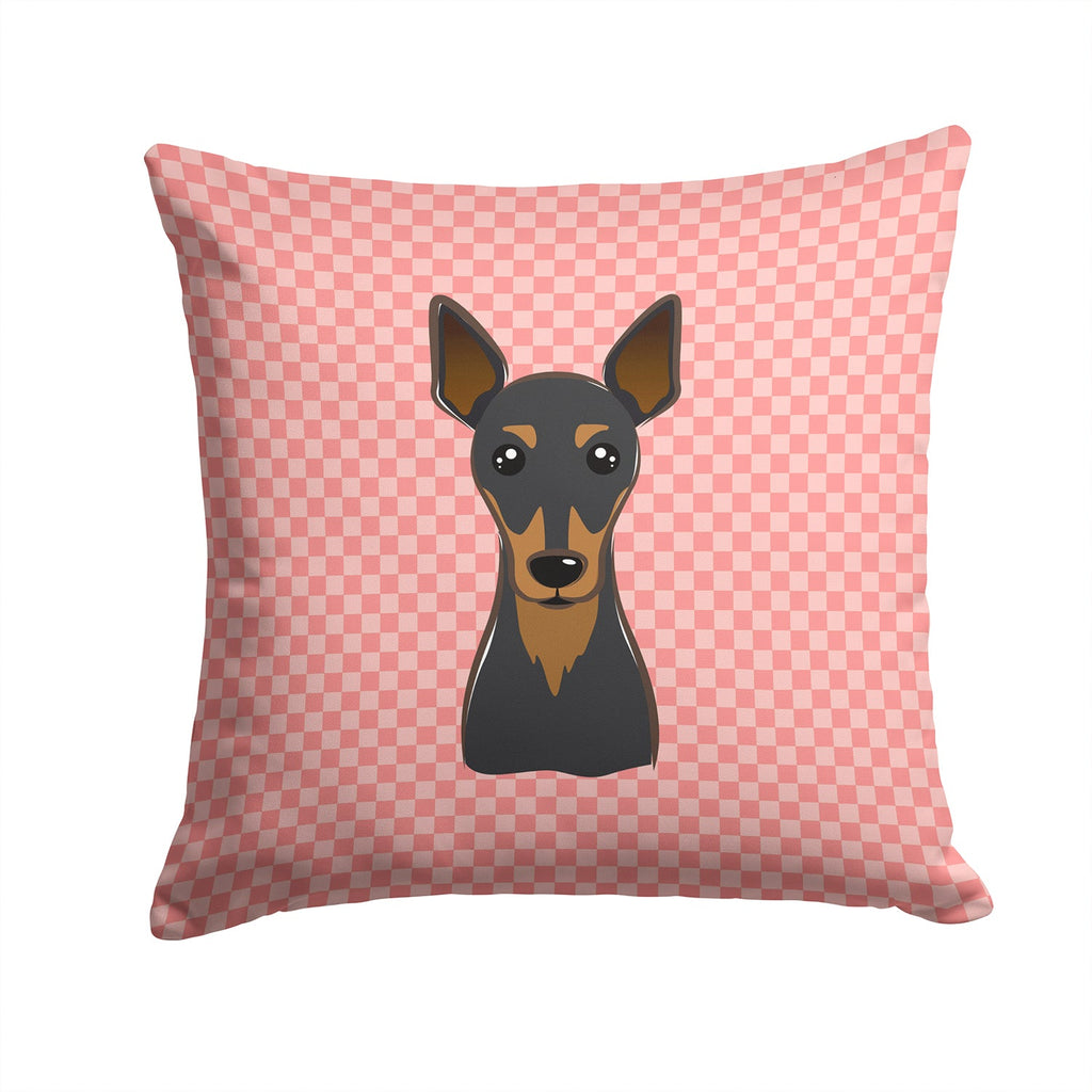 Checkerboard Pink Min Pin Decorative Throw Pillow 14x14 Indoor Outdoor Accent Cushion, Fabric Cover with Insert for Sofa, Bed, Porch & Living Room