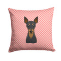Checkerboard Pink Min Pin Decorative Throw Pillow 14x14 Indoor Outdoor Accent Cushion, Fabric Cover with Insert for Sofa, Bed, Porch & Living Room