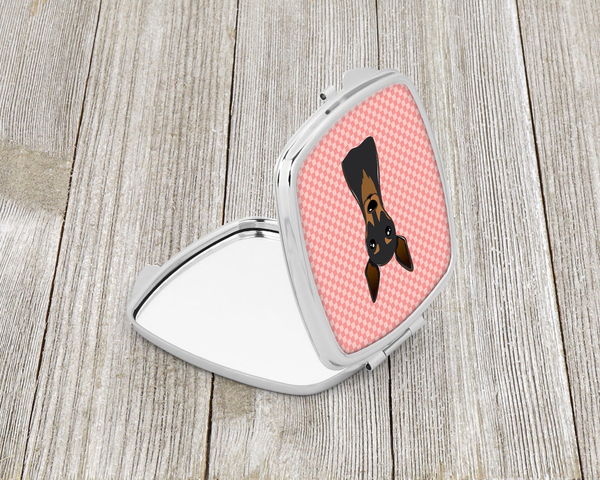 Checkerboard Pink Min Pin Compact Mirror Decorative Travel Makeup Mirror for Women Girls Gifts Pocket Makeup Mirror Folding Handheld