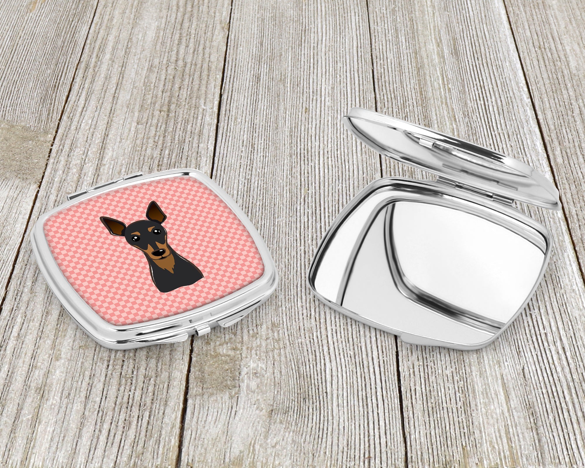 Checkerboard Pink Min Pin Compact Mirror Decorative Travel Makeup Mirror for Women Girls Gifts Pocket Makeup Mirror Folding Handheld