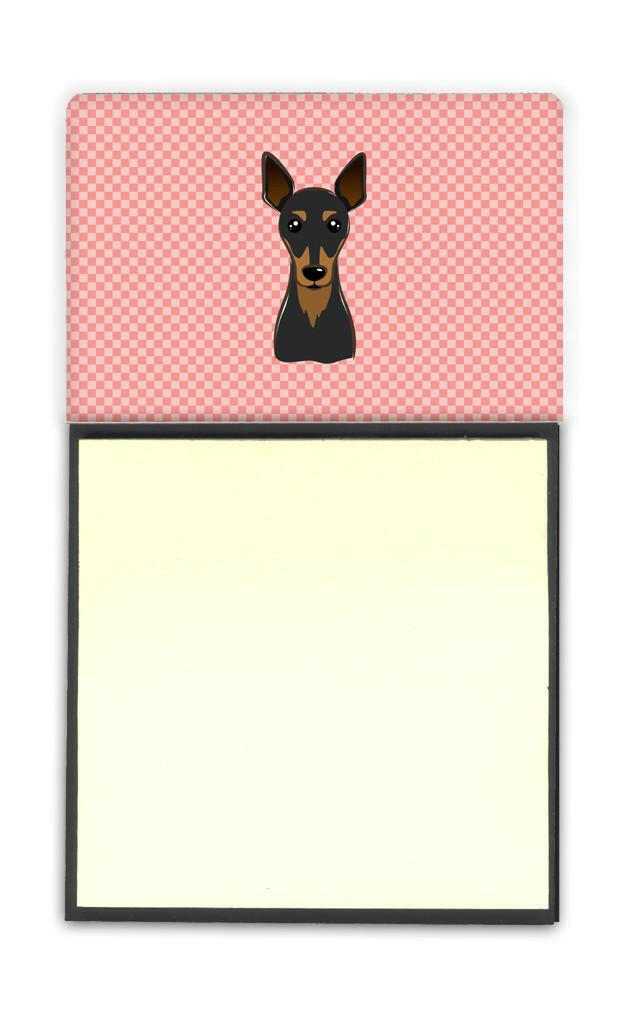 Checkerboard Pink Min Pin Watercolor Sticky Note Holder Refillable Dispenser Desk Accessory 3x3 Pad Gift