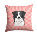 Checkerboard Pink Border Collie Decorative Throw Pillow 14x14 Indoor Outdoor Accent Cushion, Fabric Cover with Insert for Sofa, Bed, Porch & Living Room