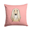 Checkerboard Pink Afghan Hound Decorative Throw Pillow 14x14 Indoor Outdoor Accent Cushion, Fabric Cover with Insert for Sofa, Bed, Porch & Living Room