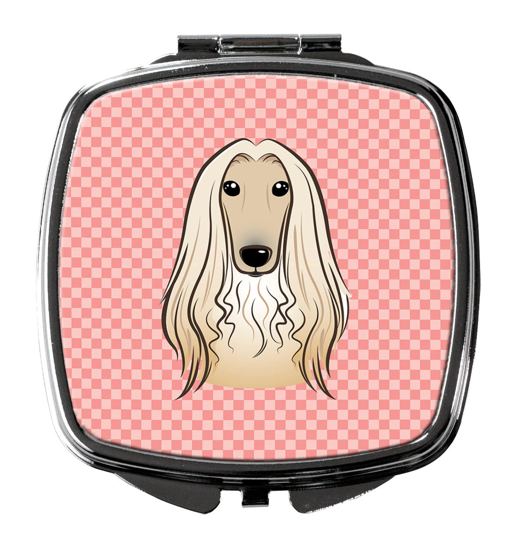 Checkerboard Pink Afghan Hound Compact Mirror Decorative Travel Makeup Mirror for Women Girls Gifts Pocket Makeup Mirror Folding Handheld