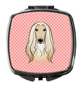 Checkerboard Pink Afghan Hound Compact Mirror Decorative Travel Makeup Mirror for Women Girls Gifts Pocket Makeup Mirror Folding Handheld