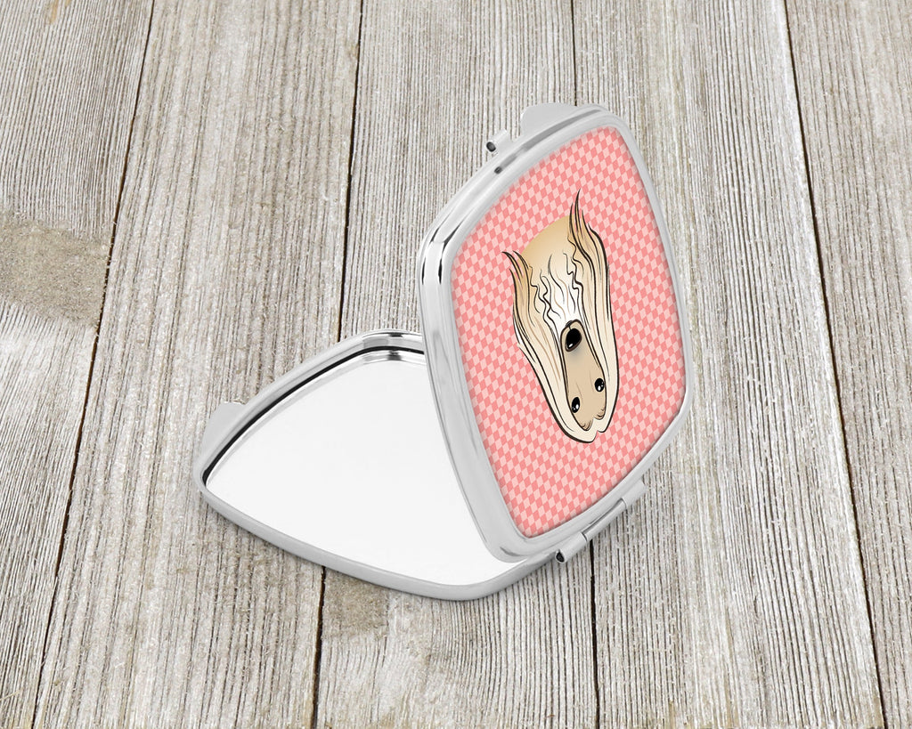 Checkerboard Pink Afghan Hound Compact Mirror Decorative Travel Makeup Mirror for Women Girls Gifts Pocket Makeup Mirror Folding Handheld