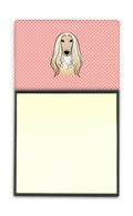 Checkerboard Pink Afghan Hound Watercolor Sticky Note Holder Refillable Dispenser Desk Accessory 3x3 Pad Gift
