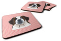 Checkerboard Pink Saint Bernard Foam Coasters Set of 4 Cup Coasters for Indoor Outdoor, Tabletop Protection, Anti Slip, Mouse pad Material