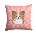 Checkerboard Pink Papillon Decorative Throw Pillow 14x14 Indoor Outdoor Accent Cushion, Fabric Cover with Insert for Sofa, Bed, Porch & Living Room