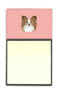 Checkerboard Pink Papillon Watercolor Sticky Note Holder Refillable Dispenser Desk Accessory 3x3 Pad Gift