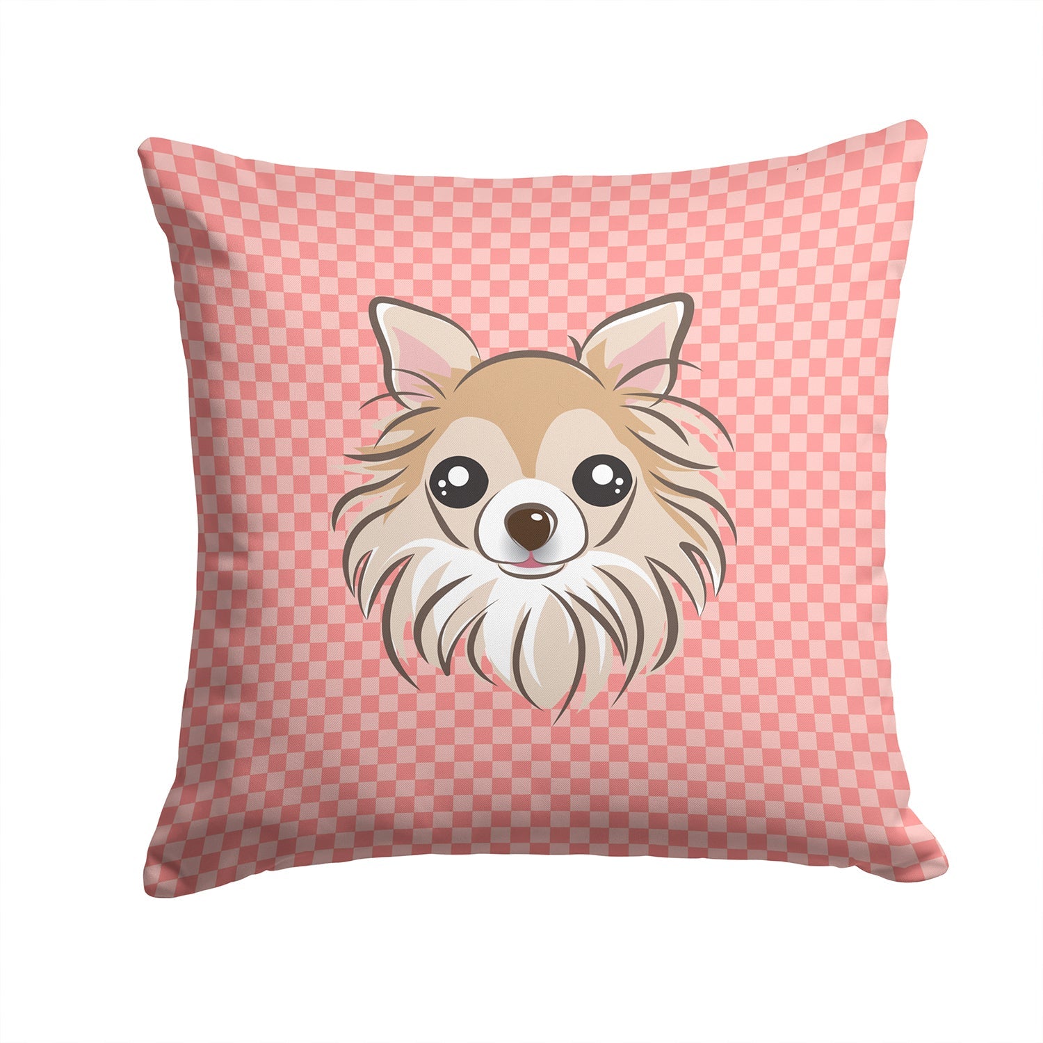 Checkerboard Pink Chihuahua Decorative Throw Pillow 14x14 Indoor Outdoor Accent Cushion, Fabric Cover with Insert for Sofa, Bed, Porch & Living Room