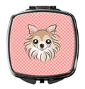 Checkerboard Pink Chihuahua Compact Mirror Decorative Travel Makeup Mirror for Women Girls Gifts Pocket Makeup Mirror Folding Handheld