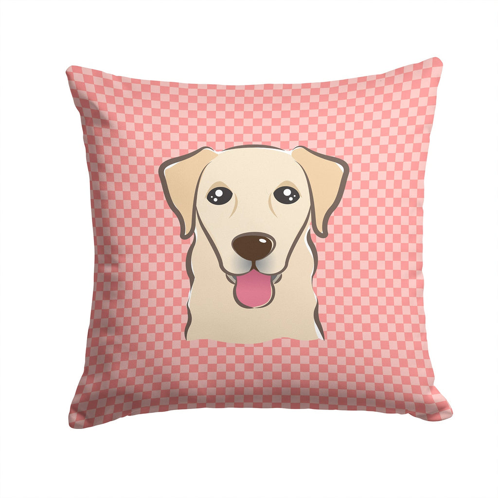 Checkerboard Pink Golden Retriever Decorative Throw Pillow 14x14 Indoor Outdoor Accent Cushion, Fabric Cover with Insert for Sofa, Bed, Porch & Living Room