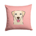 Checkerboard Pink Golden Retriever Decorative Throw Pillow 14x14 Indoor Outdoor Accent Cushion, Fabric Cover with Insert for Sofa, Bed, Porch & Living Room