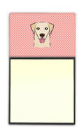 Checkerboard Pink Golden Retriever Watercolor Sticky Note Holder Refillable Dispenser Desk Accessory 3x3 Pad Gift