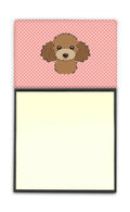 Checkerboard Pink Chocolate Brown Poodle Watercolor Sticky Note Holder Refillable Dispenser Desk Accessory 3x3 Pad Gift