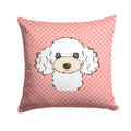 Checkerboard Pink White Poodle Decorative Throw Pillow 14x14 Indoor Outdoor Accent Cushion, Fabric Cover with Insert for Sofa, Bed, Porch & Living Room