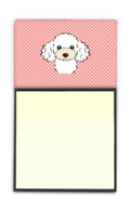 Checkerboard Pink White Poodle Watercolor Sticky Note Holder Refillable Dispenser Desk Accessory 3x3 Pad Gift