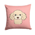 Checkerboard Pink Buff Poodle Decorative Throw Pillow 14x14 Indoor Outdoor Accent Cushion, Fabric Cover with Insert for Sofa, Bed, Porch & Living Room