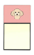 Checkerboard Pink Buff Poodle Watercolor Sticky Note Holder Refillable Dispenser Desk Accessory 3x3 Pad Gift