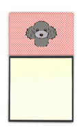 Checkerboard Pink Silver Gray Poodle Watercolor Sticky Note Holder Refillable Dispenser Desk Accessory 3x3 Pad Gift