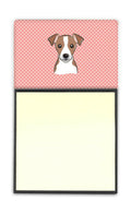 Checkerboard Pink Jack Russell Terrier Watercolor Sticky Note Holder Refillable Dispenser Desk Accessory 3x3 Pad Gift