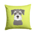 Checkerboard Lime Green Schnauzer Decorative Throw Pillow 14x14 Indoor Outdoor Accent Cushion, Fabric Cover with Insert for Sofa, Bed, Porch & Living Room