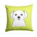 Checkerboard Lime Green Maltese Decorative Throw Pillow 14x14 Indoor Outdoor Accent Cushion, Fabric Cover with Insert for Sofa, Bed, Porch & Living Room