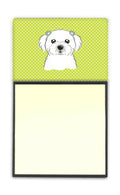 Checkerboard Lime Green Maltese Watercolor Sticky Note Holder Refillable Dispenser Desk Accessory 3x3 Pad Gift
