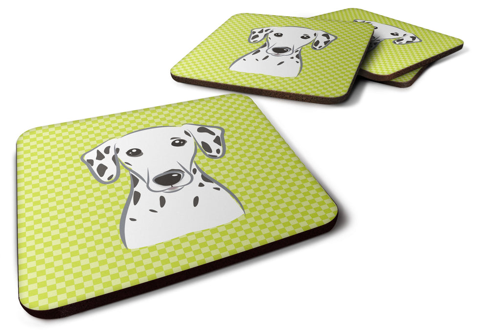 Checkerboard Lime Green Dalmatian Foam Coasters Set of 4 Cup Coasters for Indoor Outdoor, Tabletop Protection, Anti Slip, Mouse pad Material