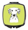 Checkerboard Lime Green Dalmatian Compact Mirror Decorative Travel Makeup Mirror for Women Girls Gifts Pocket Makeup Mirror Folding Handheld