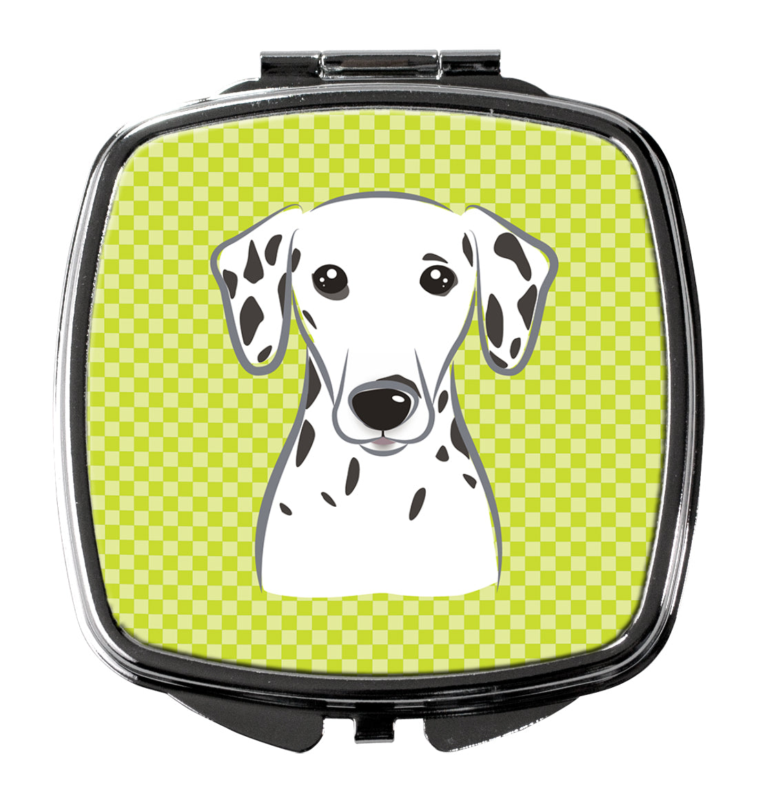 Checkerboard Lime Green Dalmatian Compact Mirror Decorative Travel Makeup Mirror for Women Girls Gifts Pocket Makeup Mirror Folding Handheld