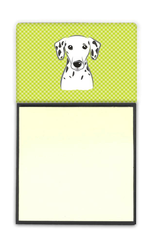 Checkerboard Lime Green Dalmatian Watercolor Sticky Note Holder Refillable Dispenser Desk Accessory 3x3 Pad Gift