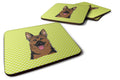 Checkerboard Lime Green German Shepherd Foam Coasters Set of 4 Cup Coasters for Indoor Outdoor, Tabletop Protection, Anti Slip, Mouse pad Material