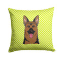 Checkerboard Lime Green German Shepherd Decorative Throw Pillow 14x14 Indoor Outdoor Accent Cushion, Fabric Cover with Insert for Sofa, Bed, Porch & Living Room