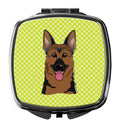 Checkerboard Lime Green German Shepherd Compact Mirror Decorative Travel Makeup Mirror for Women Girls Gifts Pocket Makeup Mirror Folding Handheld